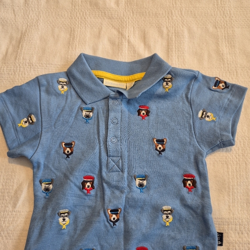 Jo Jo Maman Bebe boys 12-18 months embroidered dog body suit NWOT - Picture 2 of 6